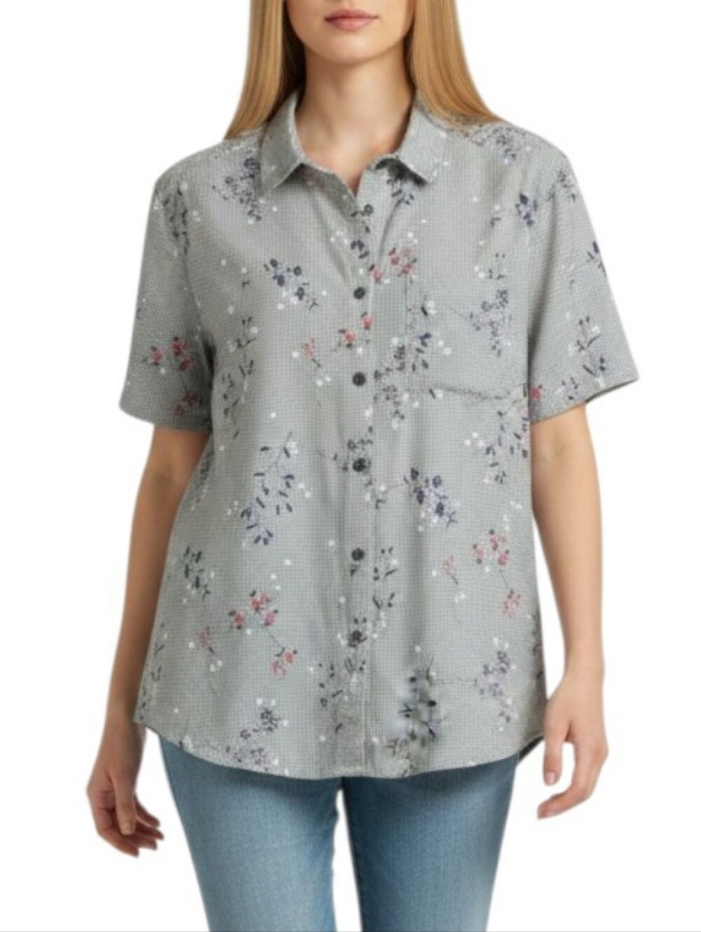 Cottagecore Willow Bay Floral Checkered Button Down Blouse